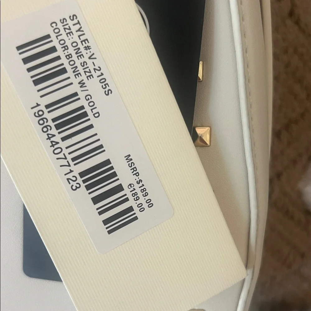 NEW WITH TAGS Valentino Orlandi Cream Shoulder Bag with Gold Accents - Picture 4 of 16